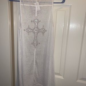 cover up with rhinestone cross on back/ zipper/ M